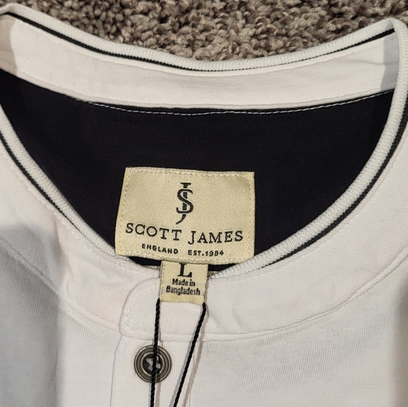 Scott James Mens Designer White Tee- Size Large - Picture 2 of 4